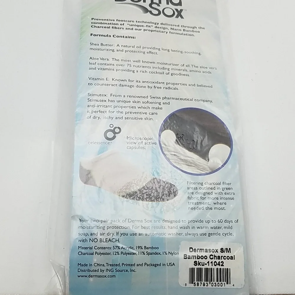 Derma Sox Nano Bamboo Charcoal Fiber Dry Skin.